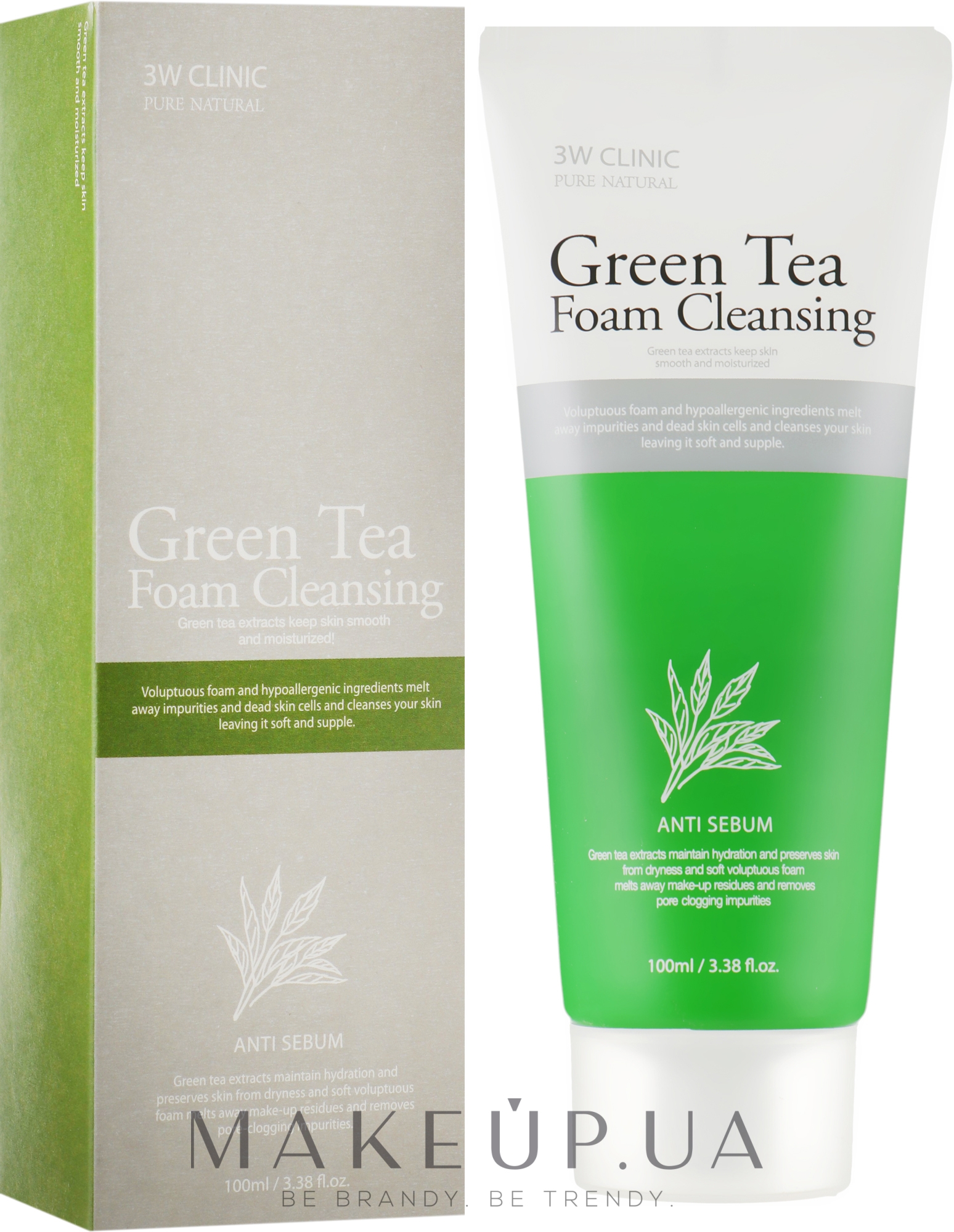 Tea Tree Face Cleansing Foam - 3W Clinic Green Tea Foam Cleansing — фото 100ml