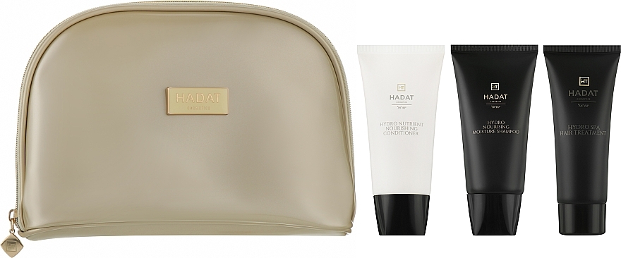 Набор "Увлажняющий" - Hadat Cosmetics Hydro Nourishining Set (shm/70ml + cond/70ml + mask/70ml + bag) — фото N2