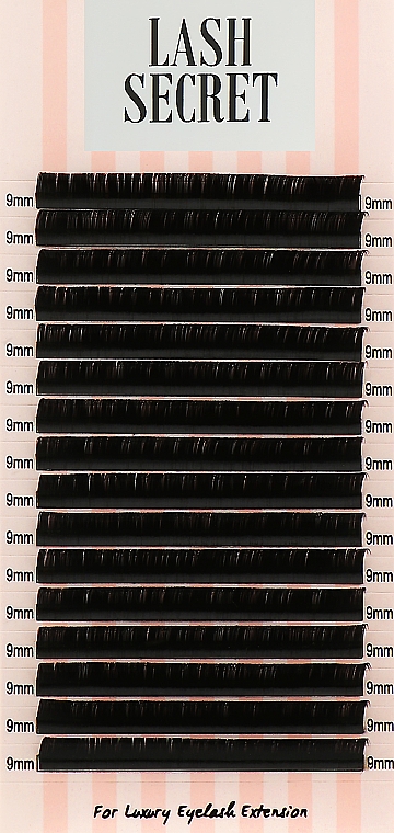Накладные ресницы, черные, 16 линий (один размер, 0.07, D, 9) - Lash Secret — фото N1