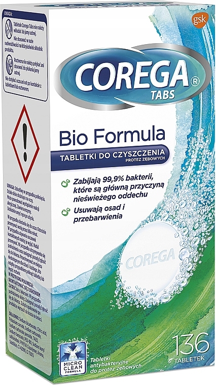 Таблетки для зубних протезів - Corega Bio Formula Denture Cleaning Tablets — фото N1