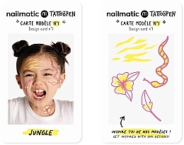 Набір для тимчасових тату - Nailmatic Tattoopen Duo Set Jungle (pen/2x2.5g + kards/4pcs) — фото N4