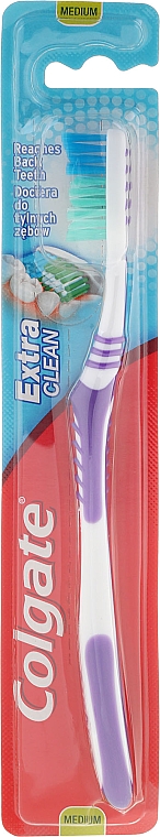 Зубная щетка средней жесткости "Extra Clean", фиолетовая - Colgate Extra Clean Medium — фото N2
