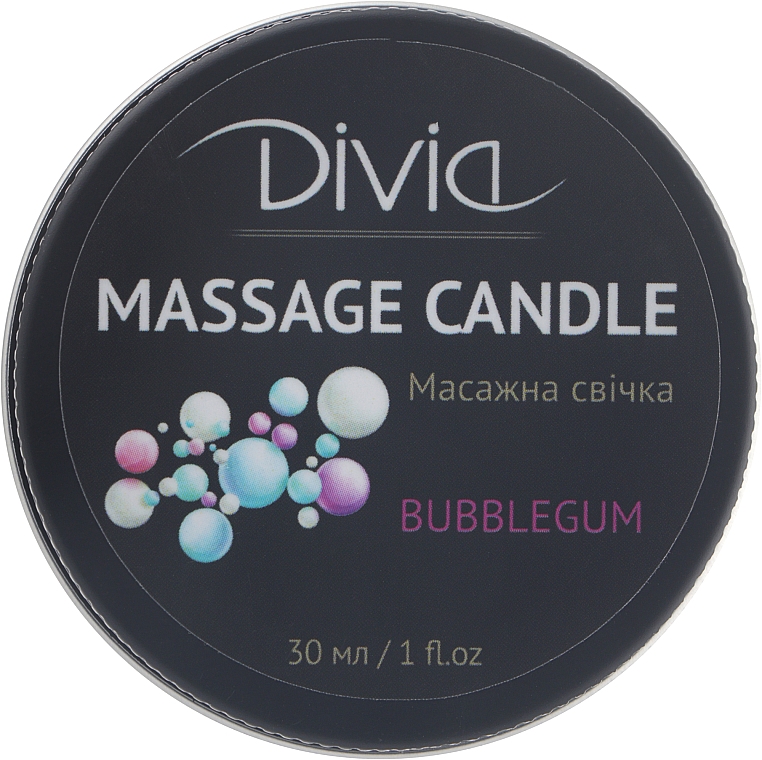 Свеча массажная для рук и тела "Bubblegum", Di1570 (30 мл) - Divia Massage Candle Hand & Body Bubblegum Di1570 (30 ml)