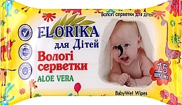 Вологі серветки для дітей "Алое вера", 15 шт., жовті - Florika Baby Wet Wipes Aloe Vera — фото N1