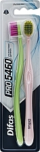 Духи, Парфюмерия, косметика Набор зубных щеток "Ultra Soft", розовая + салатовая - Difas PRO 5460