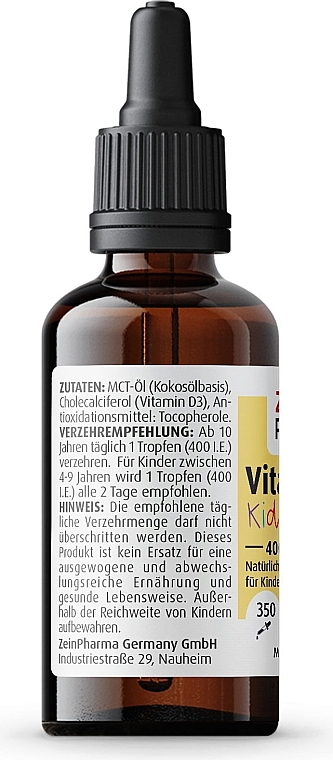 Пищевая добавка для детей «Витамин D3», в каплях - ZeinPharma Vitamin D3 Kids Drops 400IU — фото N2
