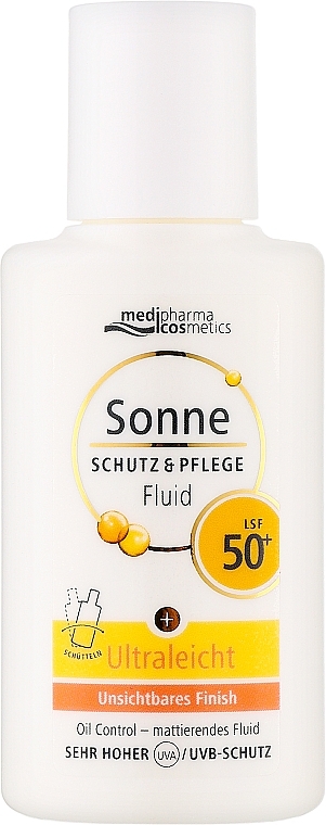 Солнцезащитный матирующий, ультралегкий флюид с эффектом контроля жирности кожи - Medipharma Cosmetics Sonne SPF 50+ — фото N1
