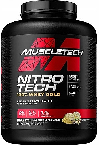 Сывороточный протеин, вкус ванильного крема - MuscleTech Nitro-Tech 100% Whey Gold French Vanilla Cream — фото N2