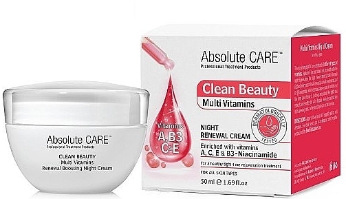 Нічний крем для обличчя - Absolute Care Clean Beauty Multi Vitamins Night Renewal Cream — фото N1