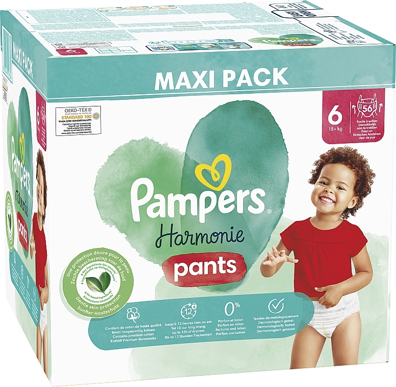 Подгузники-трусики Harmonie Nappy Pants, размер 6 (15 + кг), 56 шт - Pampers — фото N3