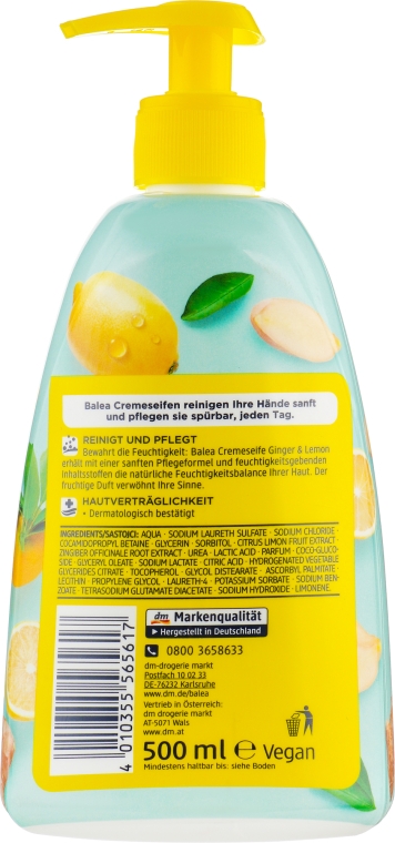 Жидкое крем-мыло для рук "Имбирь и лимон" - Balea Cream Soap Ginger & Lemon — фото N3