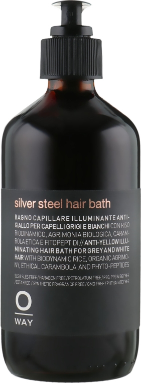 Антижелтый шампунь для седых и осветленных волос - Oway Man Silver Steel Hair Bath — фото N1