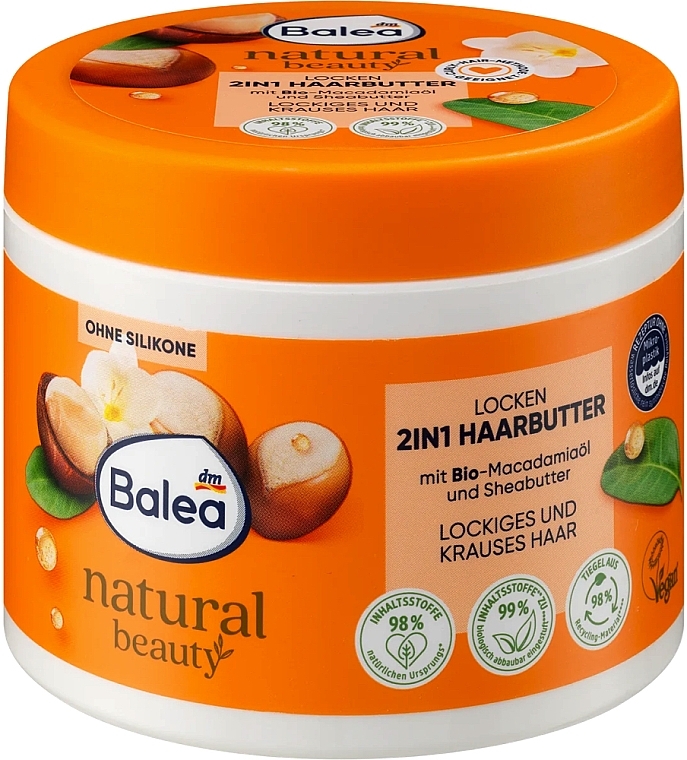 Маска для кучерявого волосся - Balea Natural Beauty Curls 2in1 Macadamia Oil & Shea Butter Hair Mask