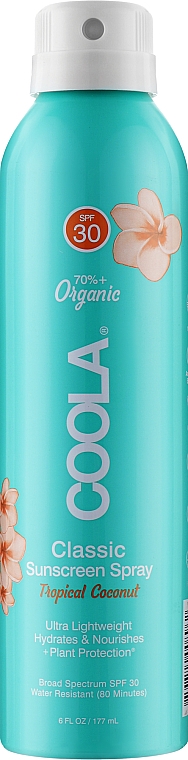 Сонцезахисний спрей для тіла "Тропічний кокос" - Coola Classic Body Organic Sunscreen Spray SPF 30 Tropical Coconut — фото N1