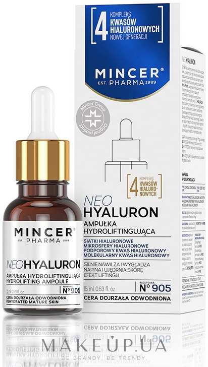 Сыворотка с эффектом лифтинга для возрастной и обезвоженной кожи - Mincer Pharma Neo Hyaluron Serum № 905 — фото 15ml