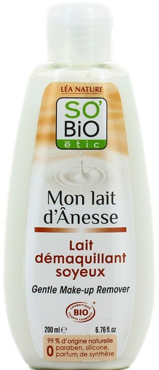 Молочко для мягкого снятия макияжа с ослиным молоком - So'Bio Etic Gentle Make-up Remover — фото N1