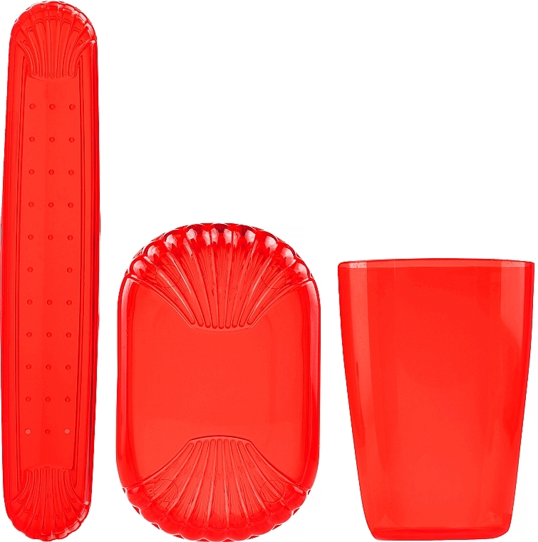 Набір туристичний, червоний - Sanel Comfort II (cup1/pcs + toothbr/case/1pcs + soap/case/1pcs) — фото N1
