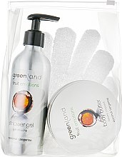 Духи, Парфюмерия, косметика Набор "Кокос-Мандарин" - Greenland Fruit Emotions (sh/gel/200ml + b/cr/120ml + массажная перчатка)