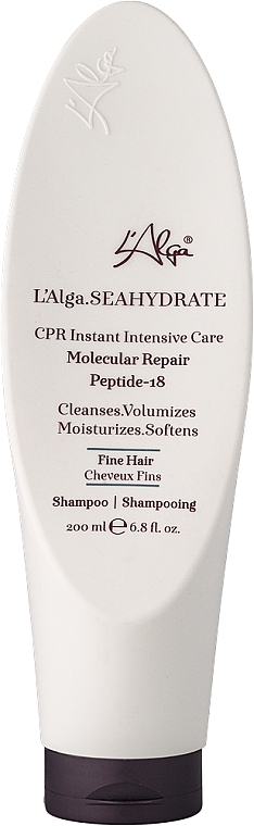 Зволожуючий шампунь з пептидами для тонкого волосся - L’Alga Seahydrate CPR Shampoo Peptide-18 — фото N1