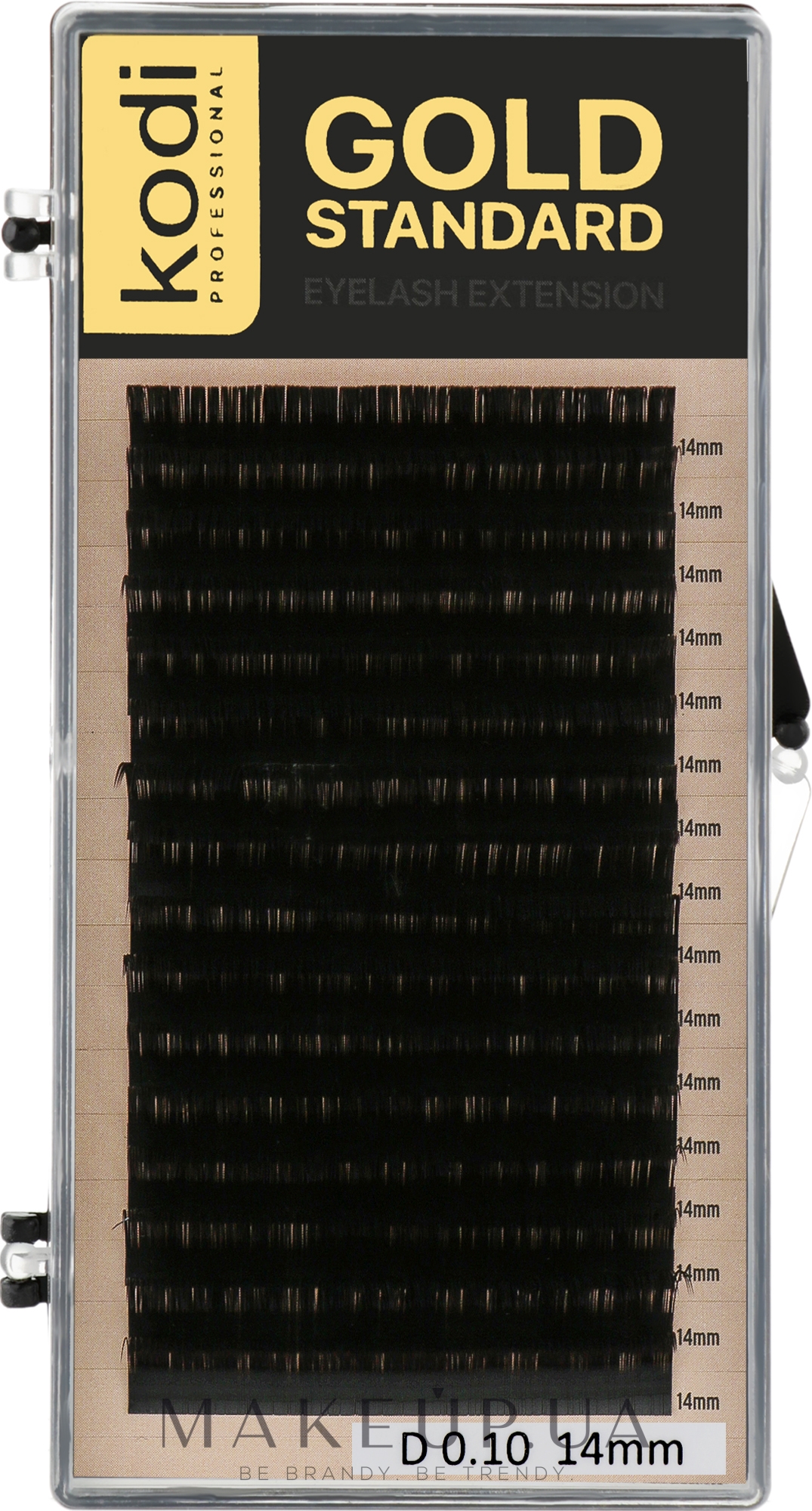 Накладные ресницы Gold Standart D 0.10 (16 рядов: 14 mm) - Kodi Professional — фото 1уп