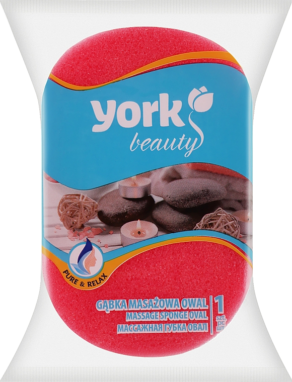 Губка для ванны и массажа, овал, розовая - York — фото N1