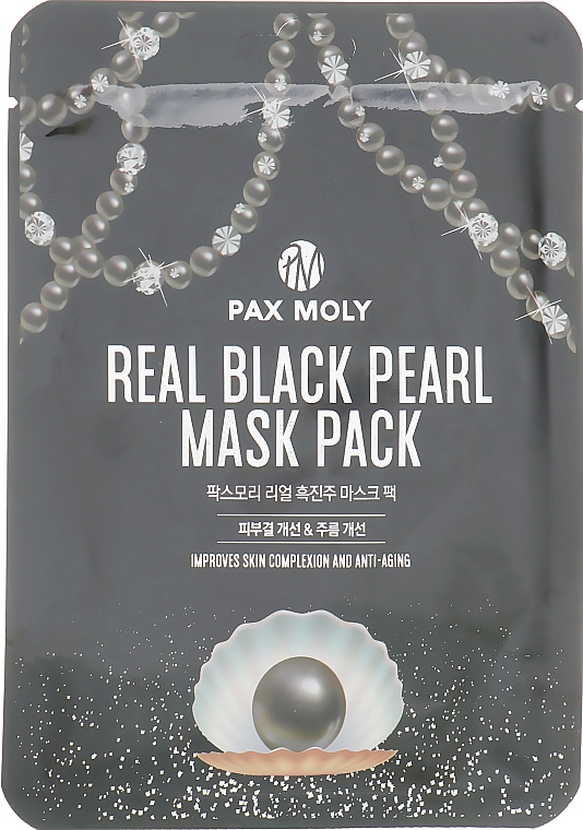 Маска тканинна з екстрактом чорних перлин - Pax Moly Real Black Pearl Mask Pack