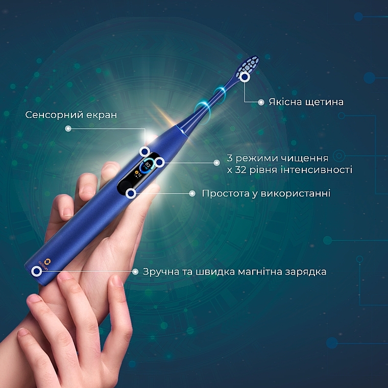 Розумна зубна щітка Oclean X Pro Blue - Oclean X Pro Navy Blue (OLED) (Global) — фото N4
