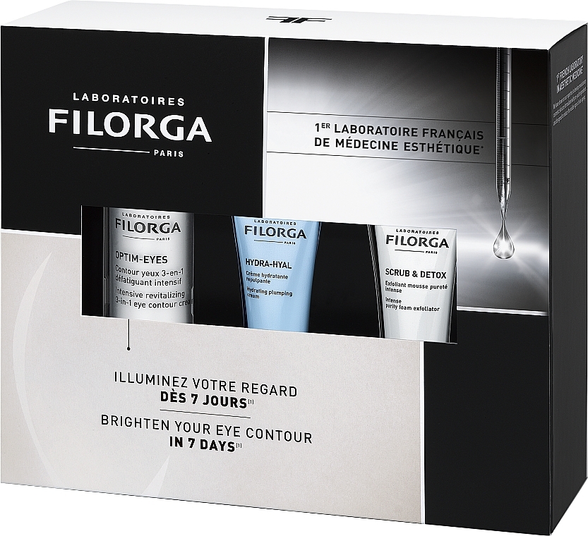 Набор - Filorga Brightening Basic Coffret (eye/cr/15ml + f/cr/15ml + scrub/15ml) — фото N2