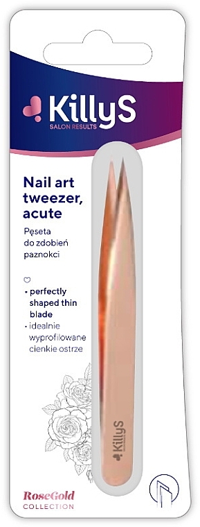 Пинцет для дизайна ногтей, розовое золото - KillyS Nail Art Tweezer Rose Gold — фото N1