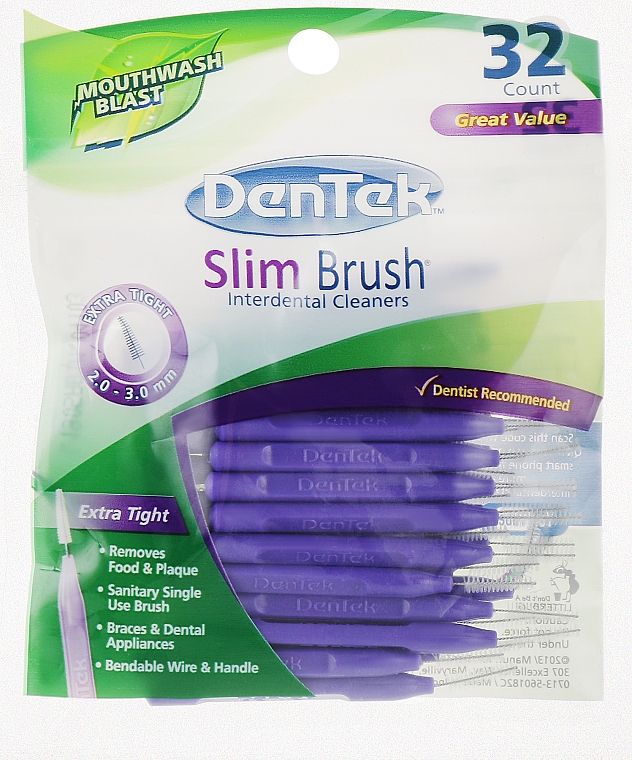 Щётки ультра тонкие для очень узких межзубных промежутков - DenTek Slim Brush Cleaners Ultra Thin Tapered