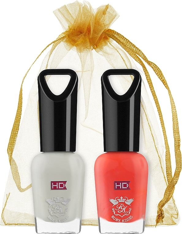 Набор лаков для ногтей "Микс", тон 03, 08 - Kiss Ruby Kisses HD (2 х n/polish/8ml) — фото N1