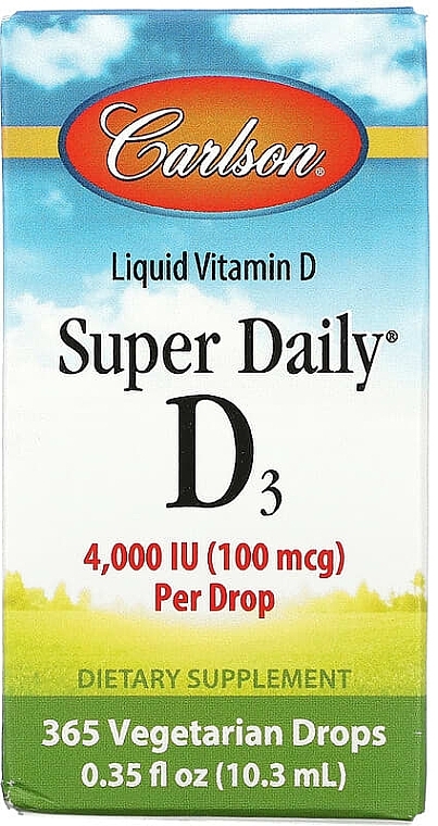 Витамин D3 в каплях, 4000 IU - Carlson Super Daily Liquid Vitamin D3 — фото N2