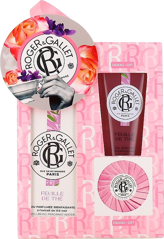 Roger&Gallet Feuille de The - Набор (aroma/water/100ml + sh/gel/50ml + soap/50g) — фото N1