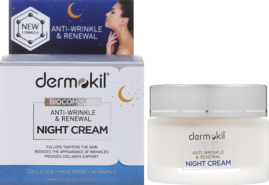 Ночной восстанавливающий крем против морщин - Dermokil Collagen + Biocomplex Night Cream — фото N2