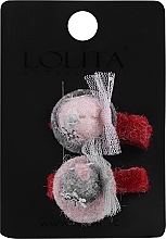 Парфумерія, косметика Набір заколок для волосся "Санчата для Діда Мороза", червоні з рожево-сірими шапочками - Lolita Accessories
