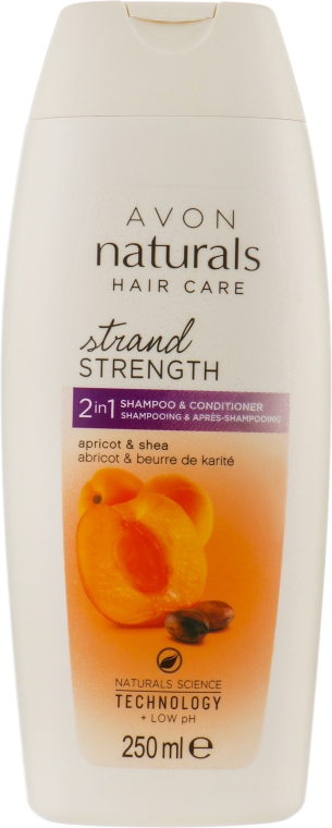 Шампунь-ополаскиватель 2 в 1 "Абсолютная сила" абрикос и масло Ши - Avon Naturals Hair Care