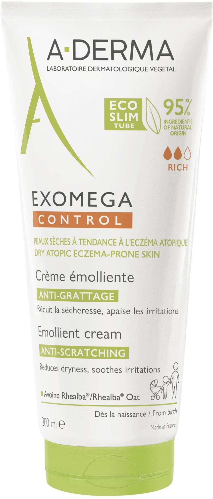 Смягчающий крем для тела - A-Derma Exomega Control Emollient Cream Anti-Scratching — фото 200ml