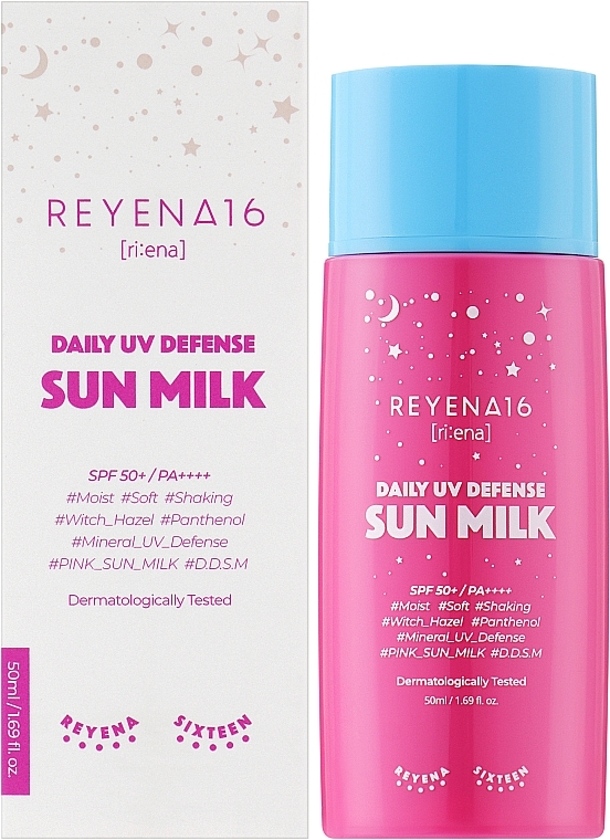 Солнцезащитное молочко для лица SPF50+ - Reyena16 Daily UV Defense Sun Milk SPF 50+ / PA++++ — фото N2
