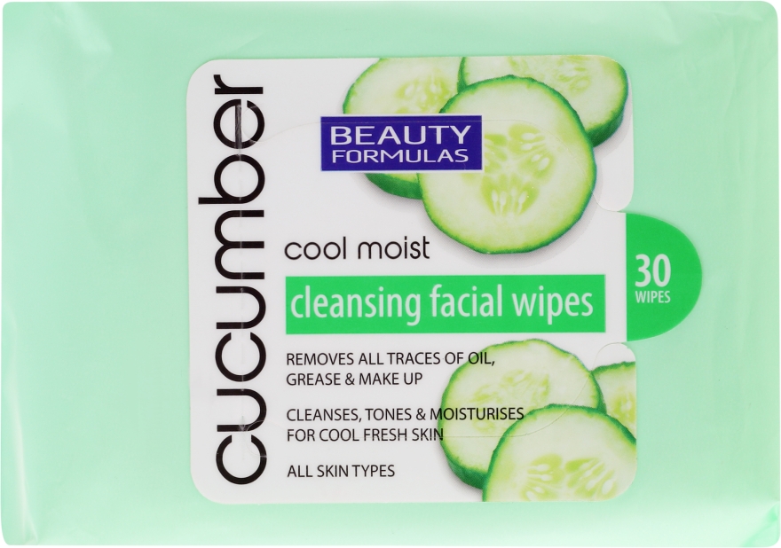 Серветки для зняття макіяжу, з екстрактом ягід годжі - Beauty Formulas Cucumber Cleansing Facial Wipes — фото N2