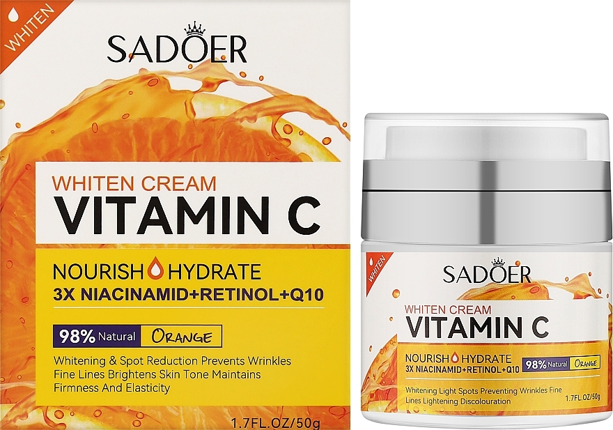 Крем для лица с витамином С отбеливающий и увлажняющий - Sadoer Vitamin C Brightening Face Cream — фото N2