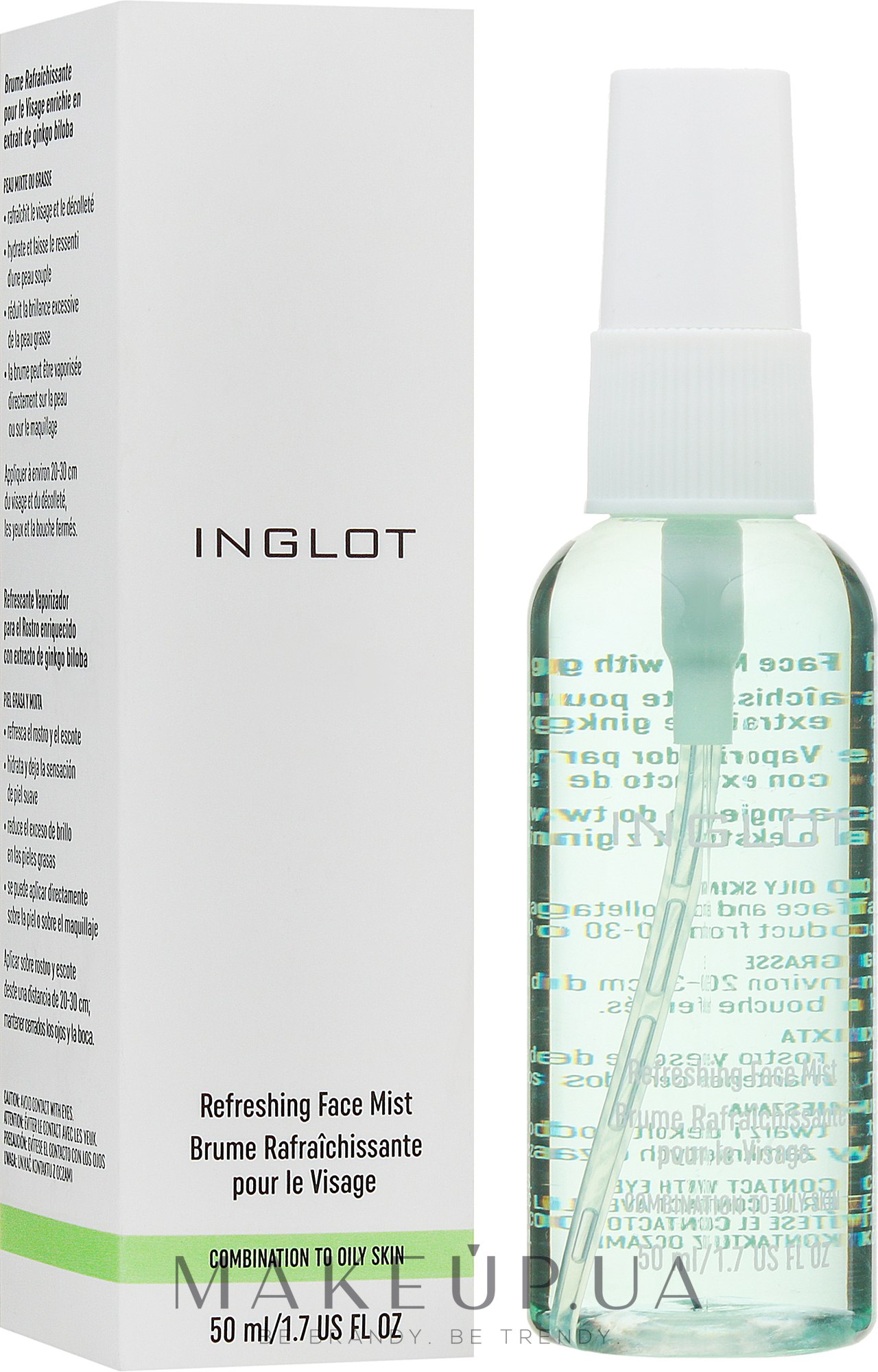 Освежающий спрей для комбинированной и жирной кожи лица - Inglot Refreshing Face Mist Combination to Oily Skin — фото 50ml