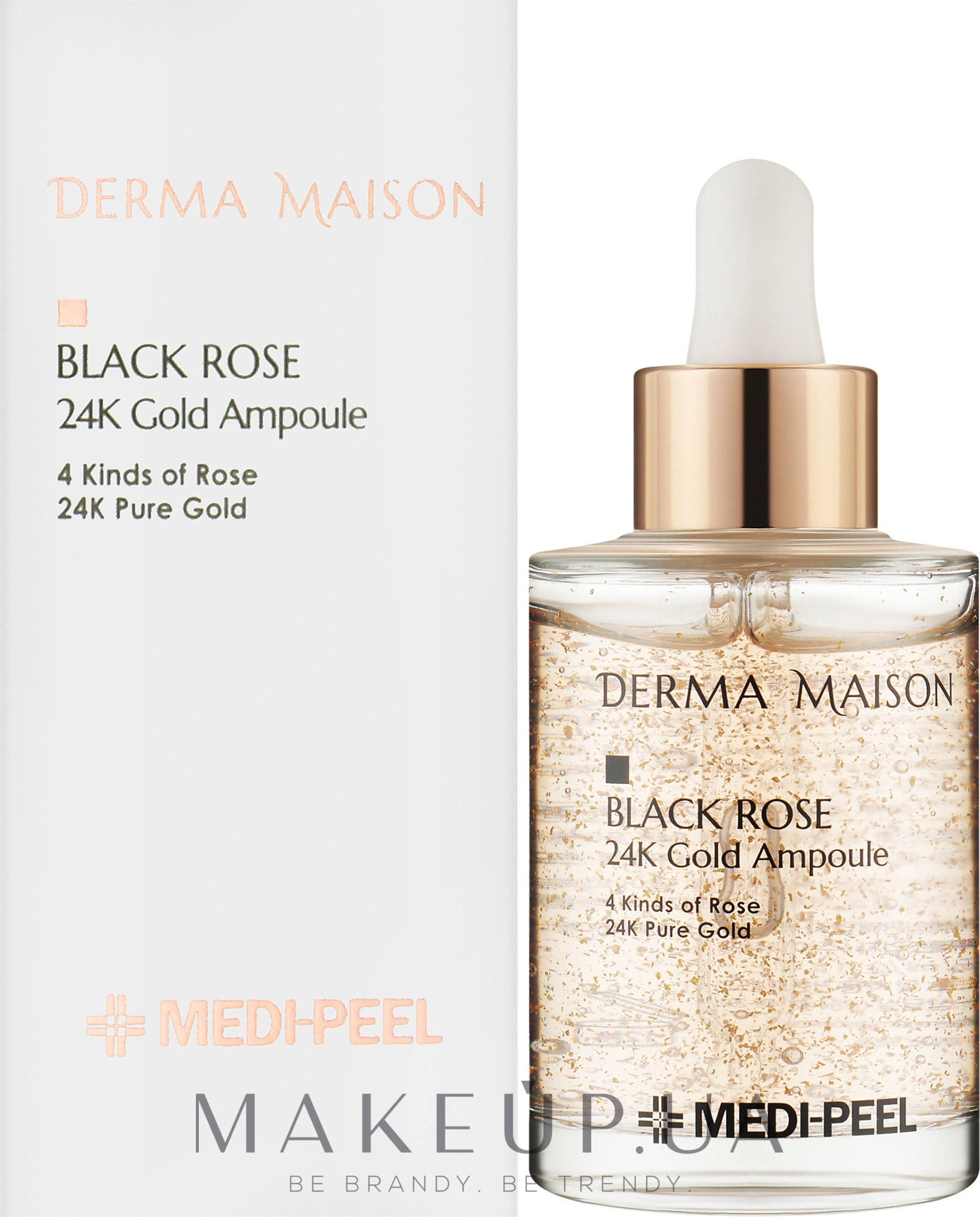 Розгладжувальна ампульна сироватка для обличчя з екстрактом троянди та золотом - Medi-Peel Derma Maison Black Rose 24K Gold Ampoule — фото 95ml