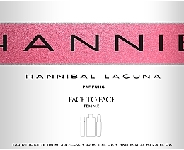 Hannibal Laguna Face To Face - Набор (edt/100ml + edt/30ml + h/mist/75ml) — фото N2