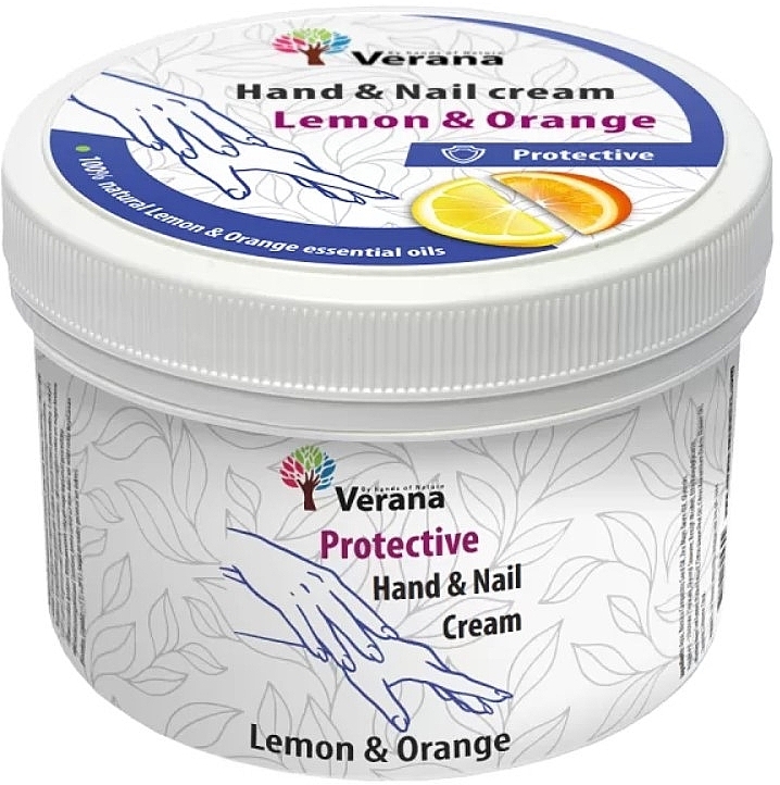 Защитный крем для рук и ногтей "Лимон и апельсин" - Verana Protective Hand & Nail Cream Lemon & Orange — фото N1