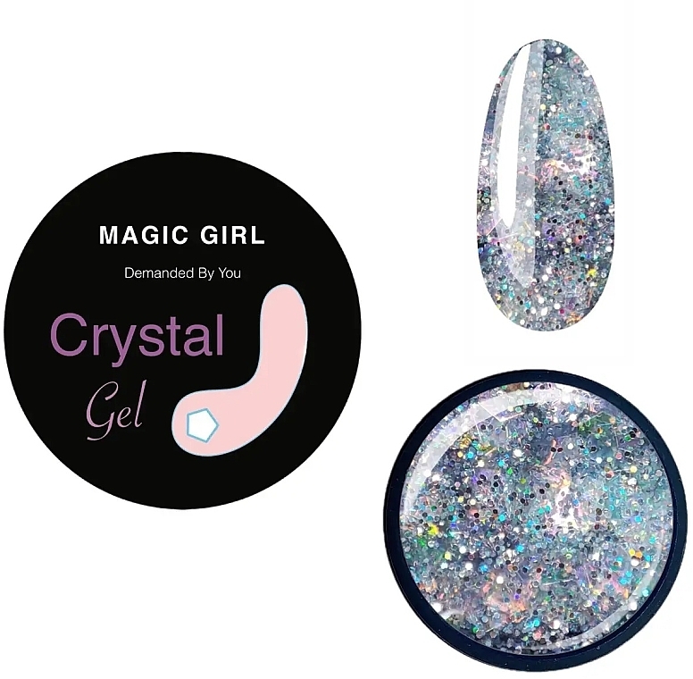 Гель для дизайну нігтів, великі та дрібні блискітки - Magic Girl Crystal — фото N1