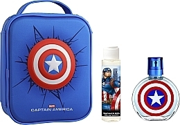Духи, Парфюмерия, косметика Air-Val International Marvel Captain America - Набор (edt/100ml + sh/gel/75ml + bag/1pcs)
