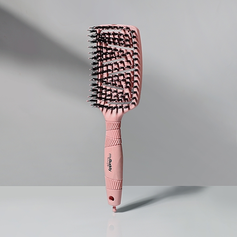 Расческа для волос со щетиной кабана, розовая - myBuddy — фото N2