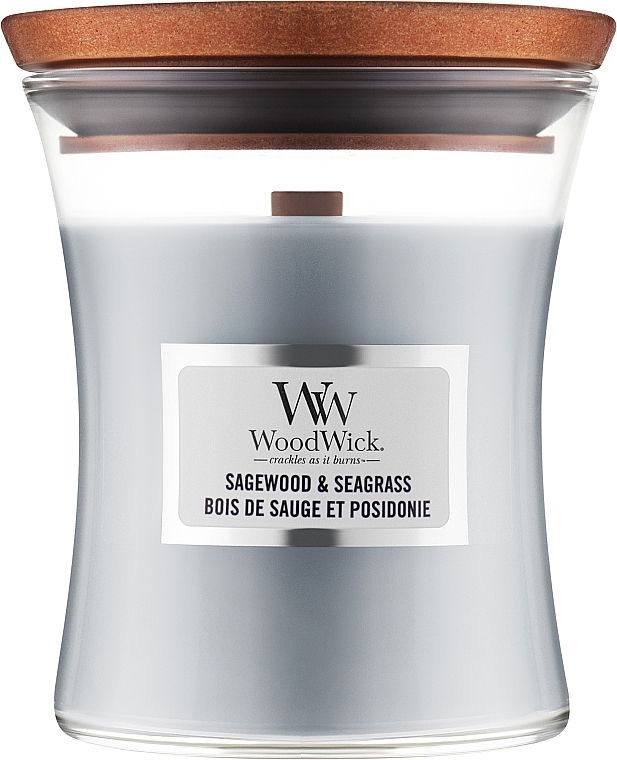 Ароматическая свеча - WoodWick Sagewood & Seagrass Candle — фото N4