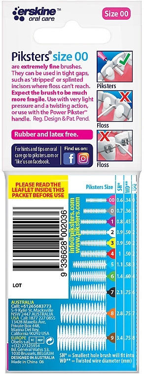 Міжзубні йоржики 00, рожеві, 10 шт. - Piksters Interdental Brushes Pink Size 00 — фото N2