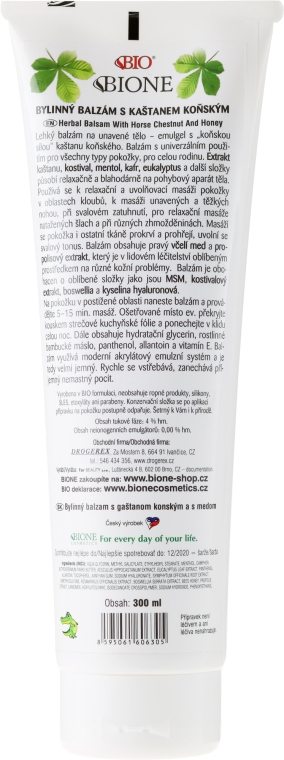 Бальзам для тіла - Bione Cosmetics Honey + Q10 With Horse Chestnut And Propolis Balm — фото N2
